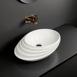 Premium Ceramic Wash (Ship)(White) with Waste Pipe & Coupling set (20.8x15.2x6)(White-01) Table Top Basin-picture-17