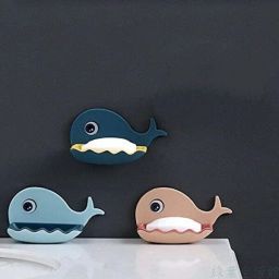 Fish Shape Cute Adhesive Waterproof Wall Mounted Soap Dish(PACK OF 4)-image-62