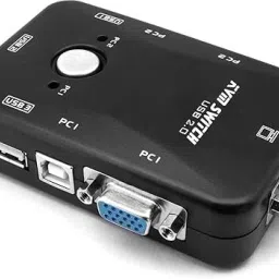 VOOCME 2 Port KVM Switch 2 Computers CPU with 2x1 USB Support Wire Keyboard and Mouse 24 cm KVM Console-14