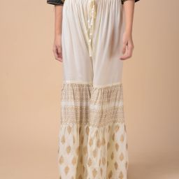 Women Regular Fit Cream Viscose Rayon Trousers-image-17