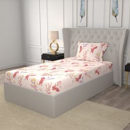 URBAN SPACE Whisper Peach 200 TC Floral Single Bedsheet 1.47 x 2.28 m-image-70