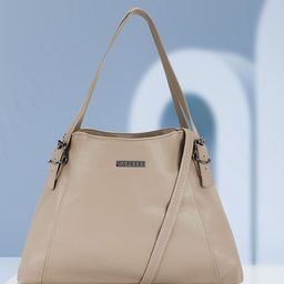 Caprese Women Beige Solid Shoulder Bag With Detachable Sling Strap-23