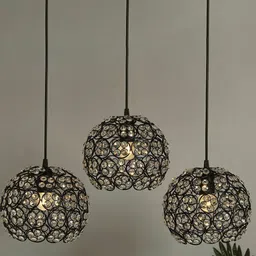 Homesake Black 3-Lights Textured Handcrafted Crystal Cluster Light-image-76