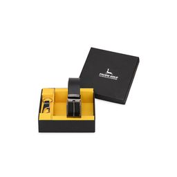 Pacific Gold Men Black & Silver-Toned Leather Accessory Gift Set-image-70
