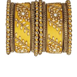 Peora Set Of 2 Gold-Plated Kundan-Stone Studded Thread Bangles image 5