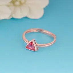 GIVA 925 Sterling Silver Rose Gold Plated Pink Ternion Ring-27