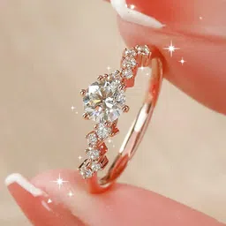 Jewels Galaxy Rose Gold-Plated AD Studded Finger Ring-image-12