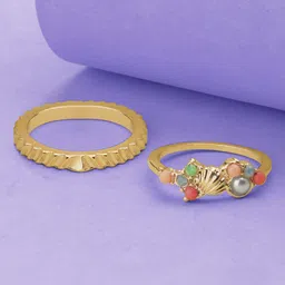 Accessorize Women Set Of 2 Gold-Toned Stone Studded Finger Ring-17