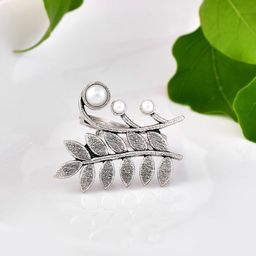 Voylla Silver-Plated Beaded Adjustable Finger Ring-image-35