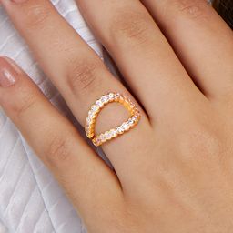 MINUTIAE Gold-Plated Crystal-Studded Adjustable Finger Ring-image-83
