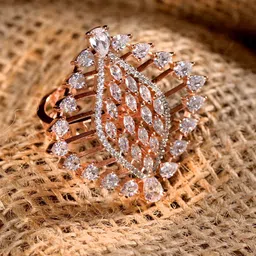Saraf RS Jewellery Rose Gold-Plated & White AD Studded Ring-33
