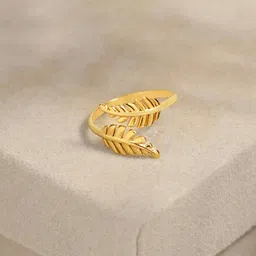 SWASHAA Gold-Plated Leaf-Design Finger Ring-25