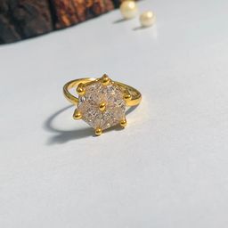 ABDESIGNS Gold-Plated Artificial Stone-Studded Adjustable Finger Ring-15