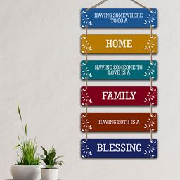 ArtVibes Yellow & Blue Wooden Decorative Wall Hanging-image-100