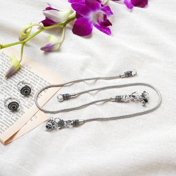 TEEJH Silver-Plated Anklet With Toe Ring-image-12