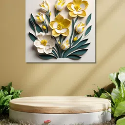 OLIVE TREE Yellow & Green Canvas Floral Wall Art-image-28