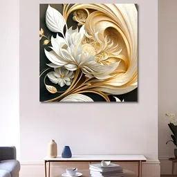 OLIVE TREE White & Cream Canvas Floral Wall Art-image-43