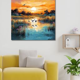 OLIVE TREE Blue & Orange Canvas Floral and Botanical Wall Art-image-95