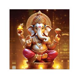 OLIVE TREE Brown & Pink Lord Ganesha Religious Canvas Painting Wall Art-picture-12