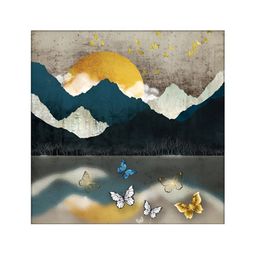 OLIVE TREE Blue & Grey Canvas Painting Wall Art-picture-35