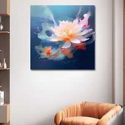 OLIVE TREE Blue & White Floral Canvas Painting Wall Art-picture-43