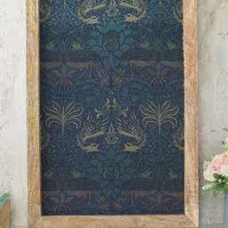 The Decor Mart Blue & Beige Peacock & Dragon Textile Canvas Painting Framed Wall Art-image-47