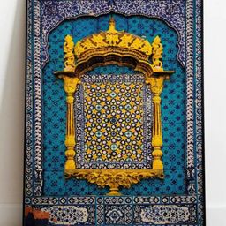 INDIAN CLASSIC ART Blue & Yellow Palace Painting Wall Art-27
