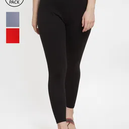 Jinfo Women Pack of 3 Solid Ankle-Length Leggings-picture-18