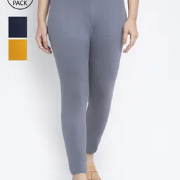 Jinfo Women Cotton Ankle Length Leggings Pack of 3-image-93