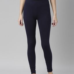 Souchii Women Navy Blue Solid Churidar Length Leggings-image-41