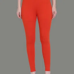 SPIFFY Women Orange Solid Leggings-image-25
