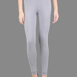 SPIFFY Women Grey Solid Cotton Ankle Length Leggings-image-55