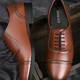 INVICTUS Men Tan Formal Lace Ups with Brogue Detailing-image-44