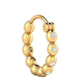 KUBERBOX Delu Beaded 18KT Gold Diamond Studded Nose Ring-0.65gm-image-42