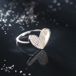 NVR Silver-Plated CZ-Studded Adjustable Finger Ring-63