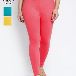 GRACIT Women Pack Of 3 Solid Ankle-Length Leggings-image-63