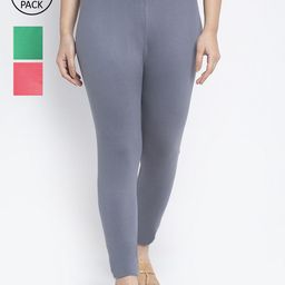 GRACIT Women Pack Of 3 Solid Ankle-Length Leggings-image-102