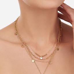 AMI Gold-Toned Gold-Plated Layered Chain With Earring-66