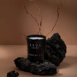 Seva Home The Vibes Serenity Black & White Typography Printed Scented Jar Candle-picture-12