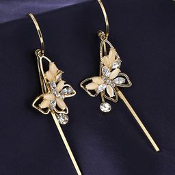 Unwind by Yellow Chimes Women Gold-Plated Butterfly Designed Crystal Studded Drop Earrings-62