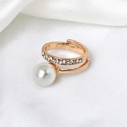 JOKER & WITCH Gold-Plated Stones & Pearl-Studded Adjustable Ring-image-4
