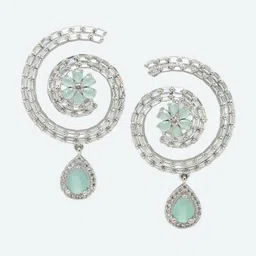 DressBerry Sea Green Circular Drop Earrings-54