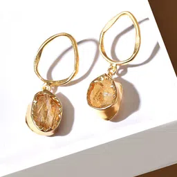 Rubans Gold-Plated Stone Studded Classic Drop Earrings-image-52