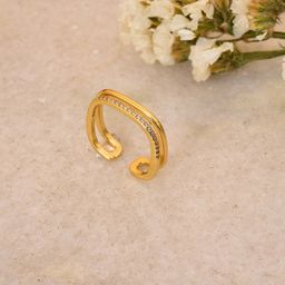 SOHI Gold-Plated White Stone-Studded Finger Ring-image-32