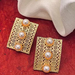 Anouk Orange Gold-Plated Classic Studs Earrings-image-32
