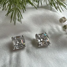 XAGO Silver-Plated Stones Studded Square Stud Earrings-18