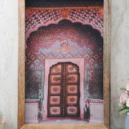 The Decor Mart Pink & Blue Gate of Jaipur Canvas Painting Framed Wall Art-image-24