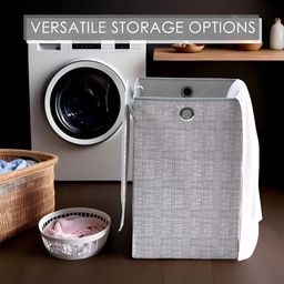 Kuber Industries 3-Pcs Grey Laundry Baskets With Ring image 4