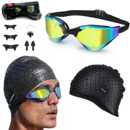 Goggles & Cap for Adults | UV Protection| Combo Swimming Kit-image-90