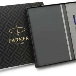 Gift Set | Blue Notebook with Vector Stainless steel Gold Trim | Roller Ball Pen-113